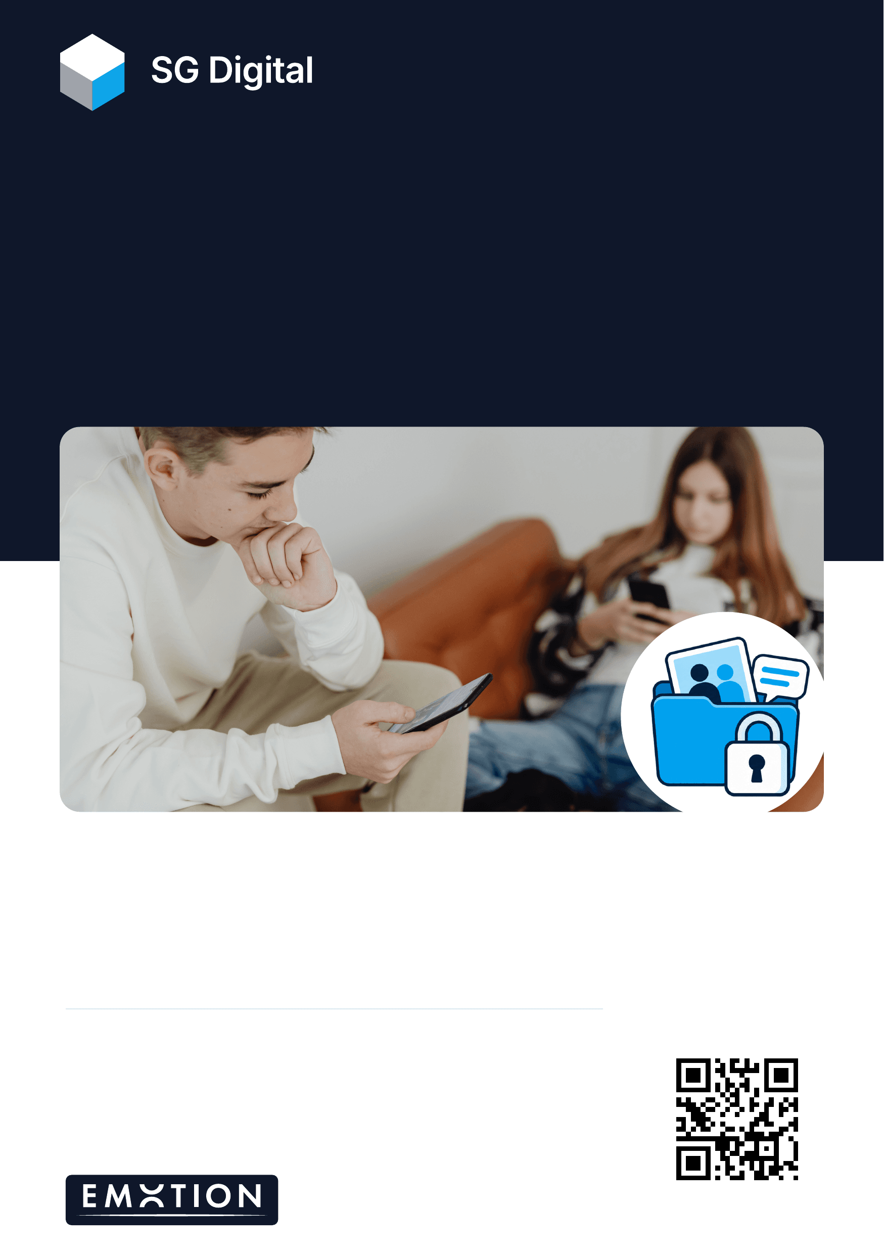 Zwei Jugendliche nutzen ihr Smartphone zu Hause – das Motiv des SG-Digital-Kursflyers.
